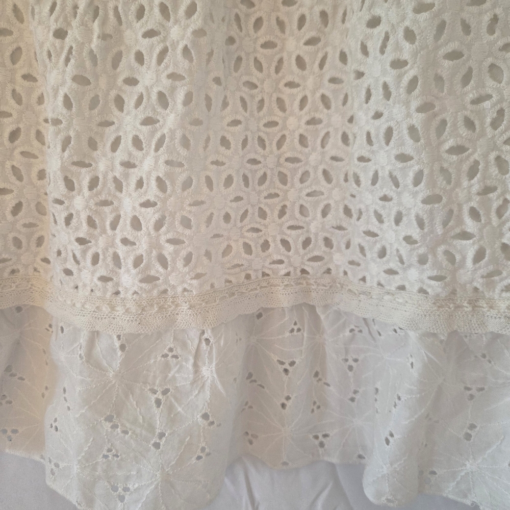 Ralph Lauren White Eyelet Lace Skirt 100% Cotton Knee Length Zipper Closure Sz8 - Picture 8 of 15